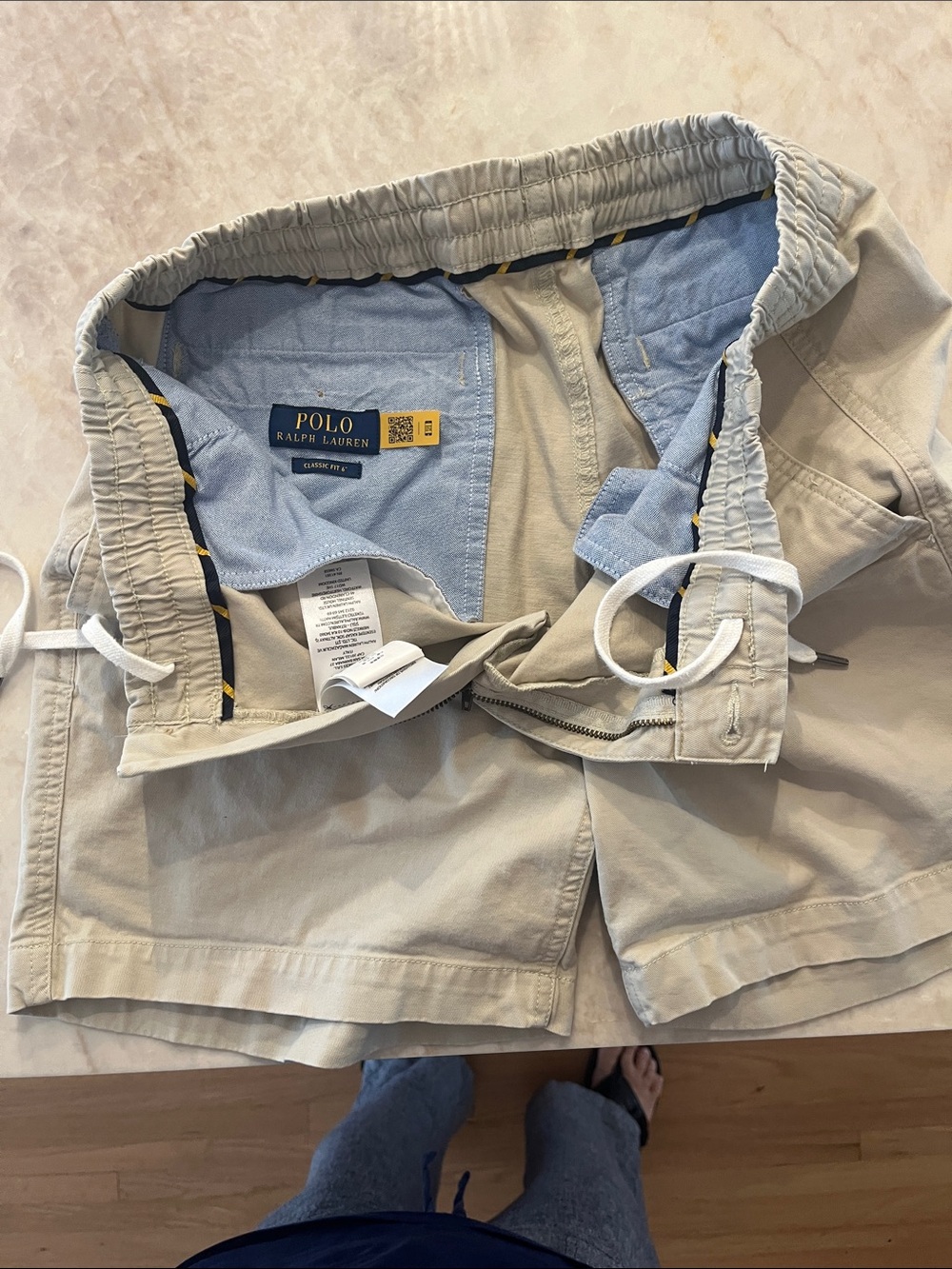 Polo by Ralph Lauren Beige Men’s Flat Front Drawstring Shorts